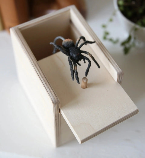 Handmade Wooden Spider Prank Box 4.75 Inch – Lifelike Surprise Toy | Amish Crafted in USA Amish Toy Box  Wooden Toys
