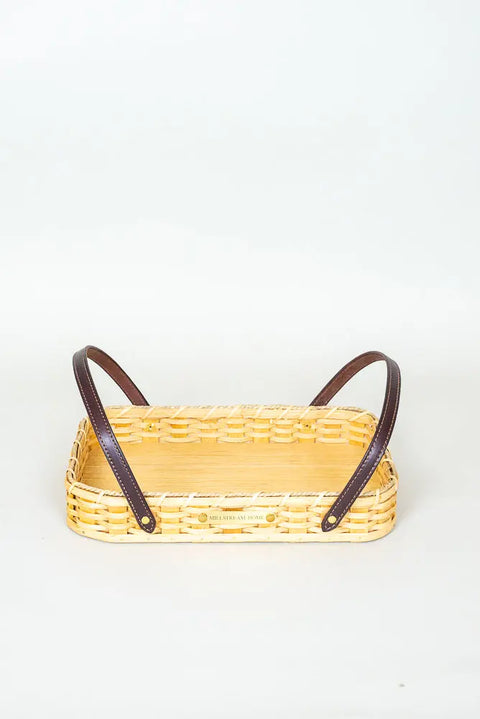 Handwoven 15 Inch Casserole Basket With Full Grain Leather Handles – Amish Craft | Made In USA Millstream Home  Baskets