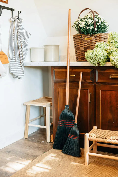 Handwoven Amish Broom With Solid Oak Handle – 56x12 Inch Durable Corn Fiber Sweeper | Made in USA Millstream Home  Homegoods