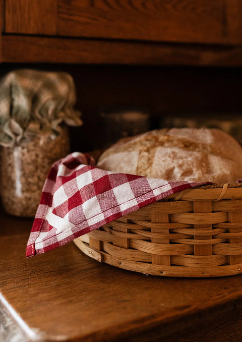 Handwoven Amish Round Basket 4x11 Inch – Rustic Bread Serving Tray with Leather Handles | Made in USA Millstream Home  Baskets