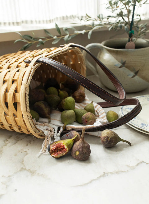 Handwoven Amish Small Market Basket 13.5 Inch – Seagrass & Leather Handles | Made in USA Millstream Home  Baskets