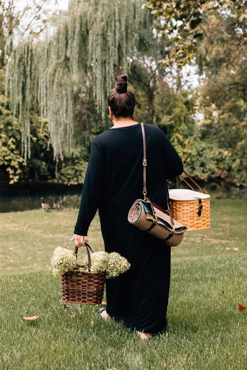 Handwoven Amish Small Market Basket 13.5 Inch – Seagrass & Leather Handles | Made in USA Millstream Home  Baskets