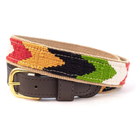 Handwoven Cotton Chevron Belt with Soft Leather Ends – Chevron – Solid Brass Buckle | Made in USA Auburn Leathercrafters  item