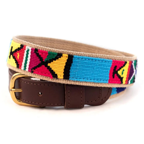 Handwoven Cotton Webbing Belt 1-1/4 Inch Wide With Soft Leather Ends – Durable Brass Buckle | Made in USA Auburn Leathercrafters  item
