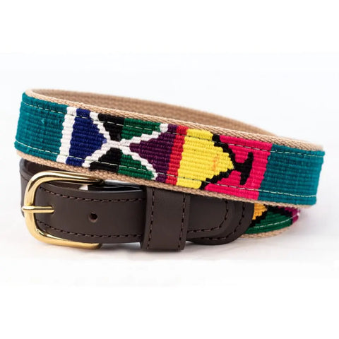 Handwoven Cotton Webbing Belt 1-1/4 Inch Wide With Soft Leather Ends – Durable Brass Buckle | Made in USA Auburn Leathercrafters  item