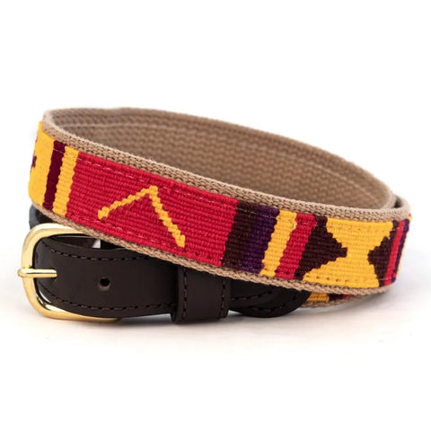 Handwoven Cotton and Leather Belt 1-1/4 Inch Wide – Durable Brass Buckle | Made in USA Casual Apparel Accessory Auburn Leathercrafters  item