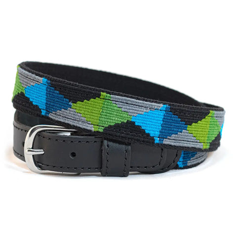 Handwoven Cotton and Leather Belt | Argyle – Durable Casual Wear with Brass Buckle | Made in USA Auburn Leathercrafters  item