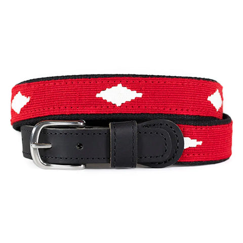 Handwoven Cotton and Leather Belt | Diamonds – Durable Soft Grain Leather with Brass Buckle | Made in USA Auburn Leathercrafters  item