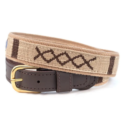 Handwoven Cotton and Leather Casual Belt 1-1/4 Inch Wide – Durable Brass Buckle | Made in USA Auburn Leathercrafters  item