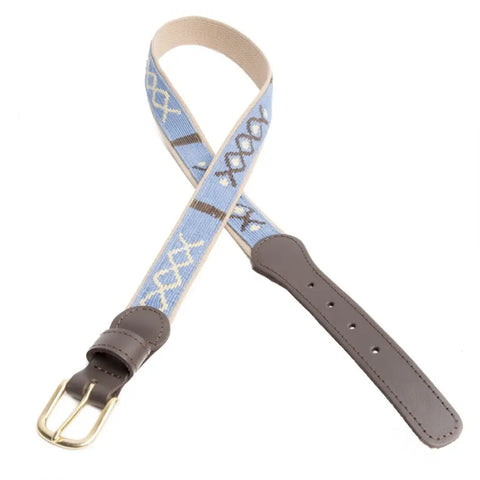 Handwoven Cotton and Leather Casual Belt 1-1/4 Inch Wide – Durable Brass Buckle | Made in USA Auburn Leathercrafters  item