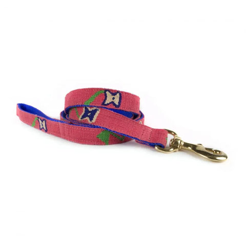 Handwoven Dog Leash – Durable Nylon Webbing with Brass Hardware – Vibrant Camas Flower Design | Made in USA Auburn Leathercrafters  item