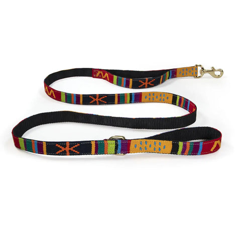 Handwoven Double Handle Dog Leash 5 Feet – Durable Nylon Webbing with Traffic Handle | Made in USA Auburn Leathercrafters  item