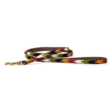 Handwoven Harvest Chevron Dog Leash 6 Foot – Durable Nylon Backing with Brass Hardware | Made in USA Auburn Leathercrafters  item