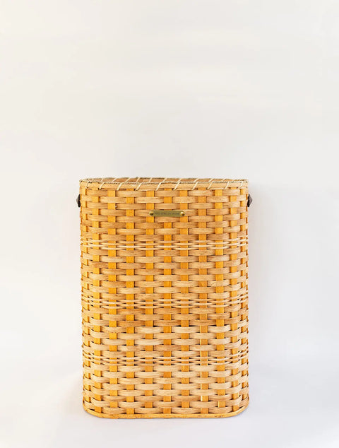 Handwoven Large Laundry Hamper 24x19x13 Inch – Seagrass & Wood Basket with Leather Handles | Made in USA Millstream Home  Baskets