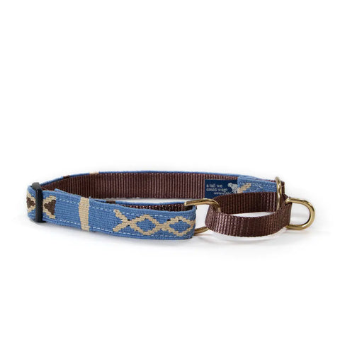 Handwoven Martingale Dog Collar 1 Inch Wide Adjustable 11-30 Inch – Durable Nylon Brass Hardware | Made in USA Auburn Leathercrafters  item