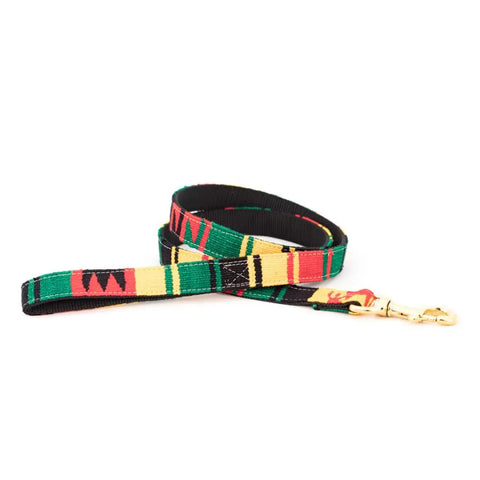 Handwoven Rasta Pattern Dog Leash – Durable Nylon with Brass Hardware | Made in USA Pet Accessory Auburn Leathercrafters  item