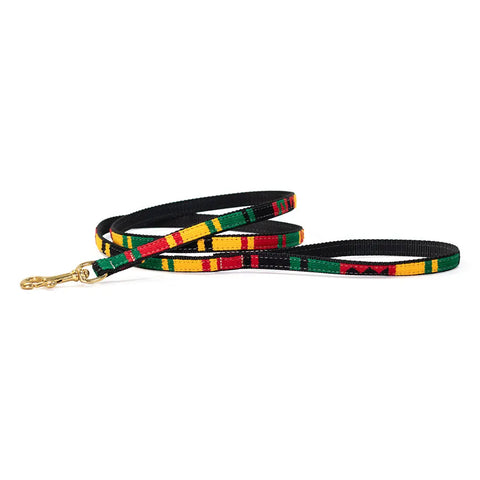 Handwoven Rasta Pattern Dog Leash – Durable Nylon with Brass Hardware | Made in USA Pet Accessory Auburn Leathercrafters  item