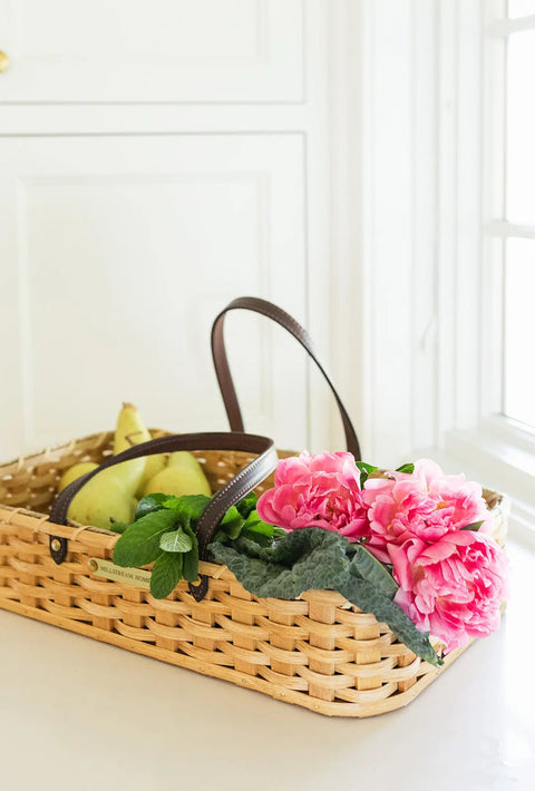 Handwoven Rustic Garden Basket 20x12 Inch with Leather Handles – Amish Craft | Made in USA Millstream Home  Baskets