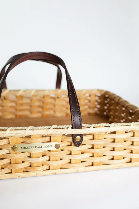 Handwoven Rustic Garden Basket 20x12 Inch with Leather Handles – Amish Craft | Made in USA Millstream Home  Baskets