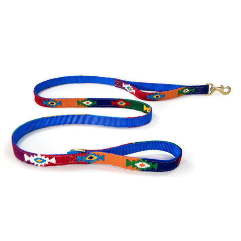 Handwoven Two-Handle Dog Leash 5 Foot with Traffic Handle – Durable Nylon & Brass Hardware | Made in USA Auburn Leathercrafters  item