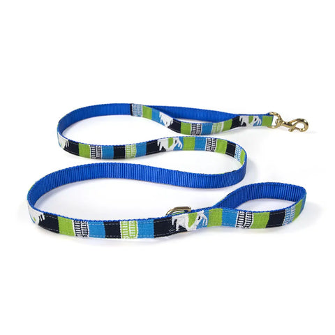 Handwoven Two-Handle Dog Leash 5 Ft – Durable Nylon Webbing with Brass Hardware | Made in USA Auburn Leathercrafters  item