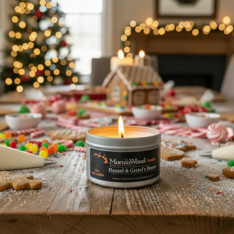 Hansel & Gretel Inspired Soy Candle – 7oz Tin with Holiday Spice Fragrance | Handcrafted in USA MorninWood Candles  Candles