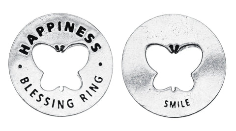 Happiness Blessing Ring Charm – Handcrafted Recycled Pewter Token With Butterfly Cutout | Made in USA Gift Accessory Whitney Howard Designs  Blessing Ring