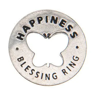 Happiness Blessing Ring Charm – Handcrafted Recycled Pewter Token With Butterfly Cutout | Made in USA Gift Accessory Whitney Howard Designs  Blessing Ring