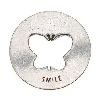 Happiness Blessing Ring Charm – Handcrafted Recycled Pewter Token With Butterfly Cutout | Made in USA Gift Accessory Whitney Howard Designs  Blessing Ring