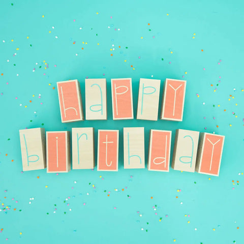 Happy Birthday Wooden Blocks Set 13pcs – Decorative Party Supplies – Sustainable Basswood | Made in USA Uncle Goose  Decor
