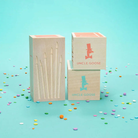 Happy Birthday Wooden Blocks Set 13pcs – Decorative Party Supplies – Sustainable Basswood | Made in USA Uncle Goose  Decor