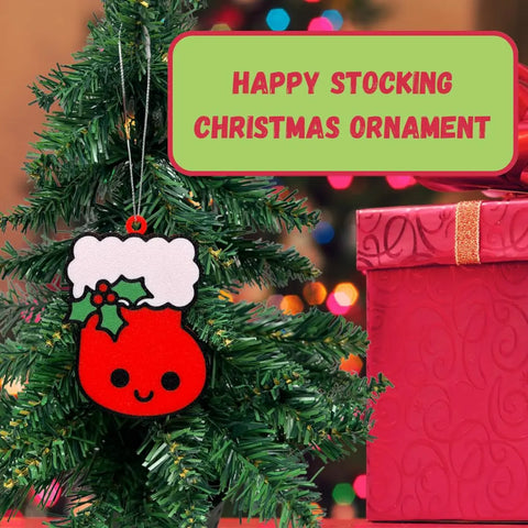 Happy Christmas Stocking Ornament – Cute Holiday Decor | Made in USA Chatelet Manufacturing 