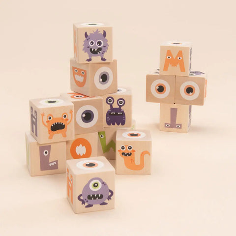 Happy Halloween Monster Alphabet Blocks – 1.75 Inch Educational Wooden Cubes for Toddlers | Made in USA by Uncle Goose Uncle Goose  Decor