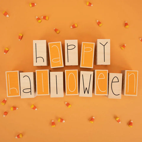 Happy Halloween Wooden Letter Blocks – 14-Piece Decorative Set 3.5 Inch Made in USA | Uncle Goose Seasonal Decor Uncle Goose  Decor