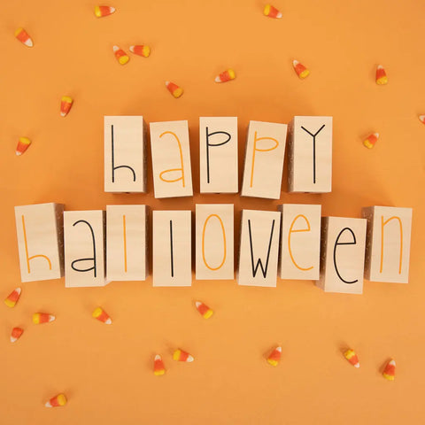 Happy Halloween Wooden Letter Blocks – 14-Piece Decorative Set 3.5 Inch Made in USA | Uncle Goose Seasonal Decor Uncle Goose  Decor
