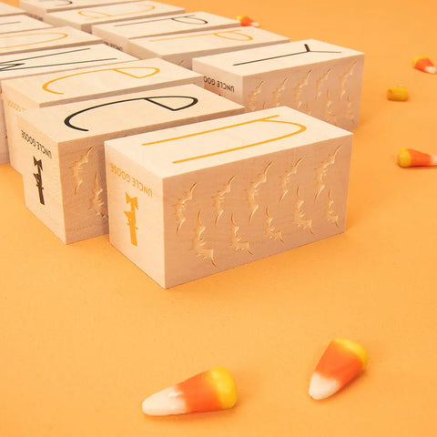 Happy Halloween Wooden Letter Blocks – 14-Piece Decorative Set 3.5 Inch Made in USA | Uncle Goose Seasonal Decor Uncle Goose  Decor
