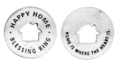 Happy Home Blessing Ring Charm – Handcrafted Pewter Token With House Cutout | Made in USA, Quarter Size Inspirational Gift Whitney Howard Designs  Blessing Ring