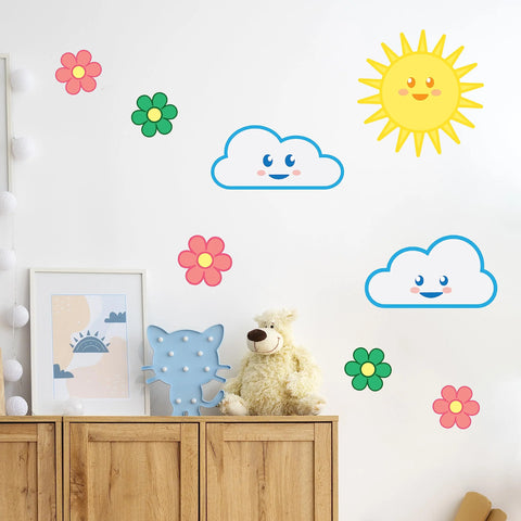 Happy Sun Wall Decal for Kids Rooms – Large 15 Inch | Made in USA Chatelet Manufacturing 