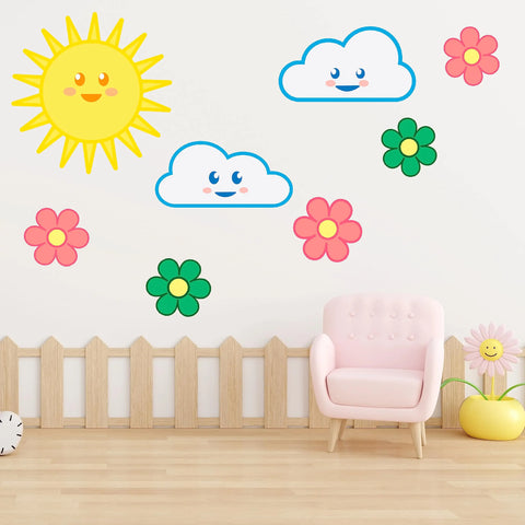 Happy Sun Wall Decal for Kids Rooms – Large 15 Inch | Made in USA Chatelet Manufacturing 