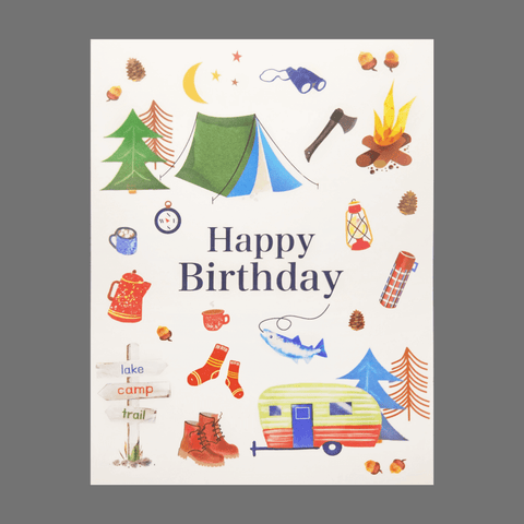 Pack of 4 Camping Theme Happy Birthday Cards – Handmade Greeting Set | Made in USA JuLu Cards  Birthday Cards
