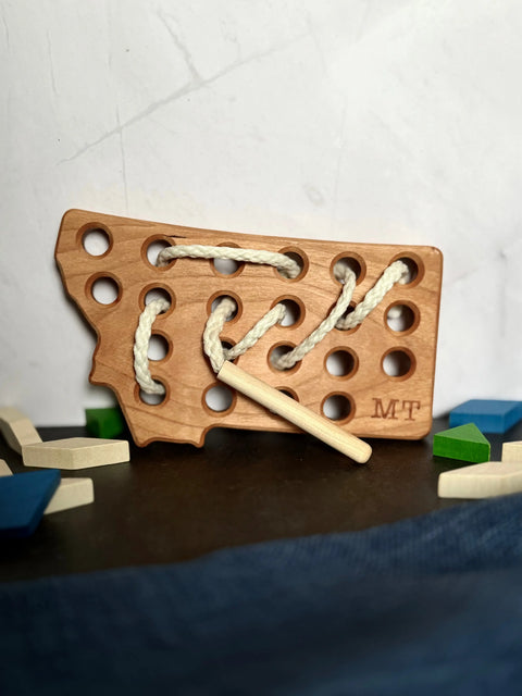 Hardwood Lacing Educational Toy for Kids Ages 3+ – Fine Motor Skill Development | Made in USA Lanz Co Woodworking  Toys & Games