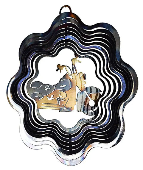 Harley Motorcycle Wind Spinner – Kinetic Metal Decor for Outdoor Spaces | Handcrafted in USA Knights Home Decor  item