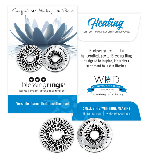 Healing Blessing Ring Charm – Recycled Pewter Sunburst Token | Made in USA, Pocket Size Inspirational Gift Whitney Howard Designs  Blessing Ring