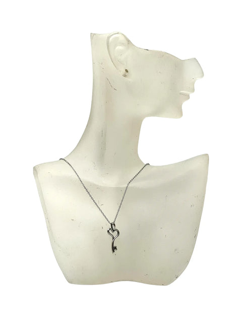Heart Key Pendant Necklace Sterling Silver Finish with Adjustable 20 Inch Chain – Romantic Jewelry Gift | Made in USA Michelle Marie Boutique  Necklace