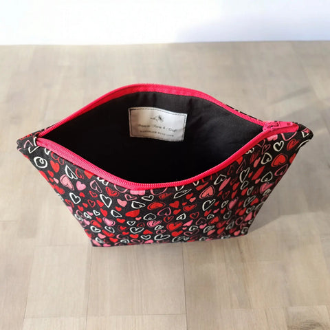 Hearts - Makeup Bag/ Cosmetic Pouch (Different Sizes) Frances Farm & Craft  Cosmetic bags