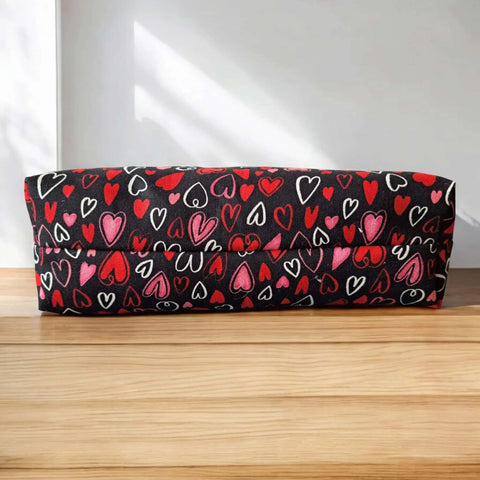 Hearts Pattern Makeup Bag Trio – Small, Medium, Large Cosmetic Pouches with Zipper | Handmade in USA Frances Farm & Craft  Cosmetic bags