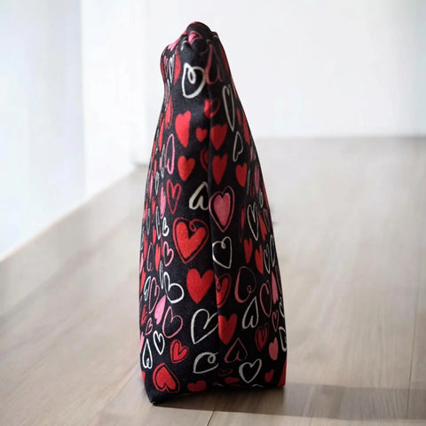 Hearts Pattern Makeup Bag Trio – Small, Medium, Large Cosmetic Pouches with Zipper | Handmade in USA Frances Farm & Craft  Cosmetic bags