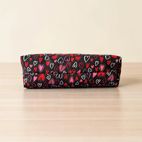 Hearts Pattern Makeup Bag Trio – Small, Medium, Large Cosmetic Pouches with Zipper | Handmade in USA Frances Farm & Craft  Cosmetic bags