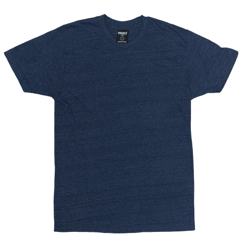 Men's Heather Denim TriBlend Crewneck T-Shirt – Soft Moisture-Wicking Fabric | Made in USA Proudly USA  T-shirt