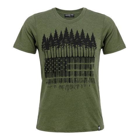 Heathered Army Comfort Fit Shirt 50 Cotton 50 Polyester Made in USA Fireside Pine  Men's Shirt